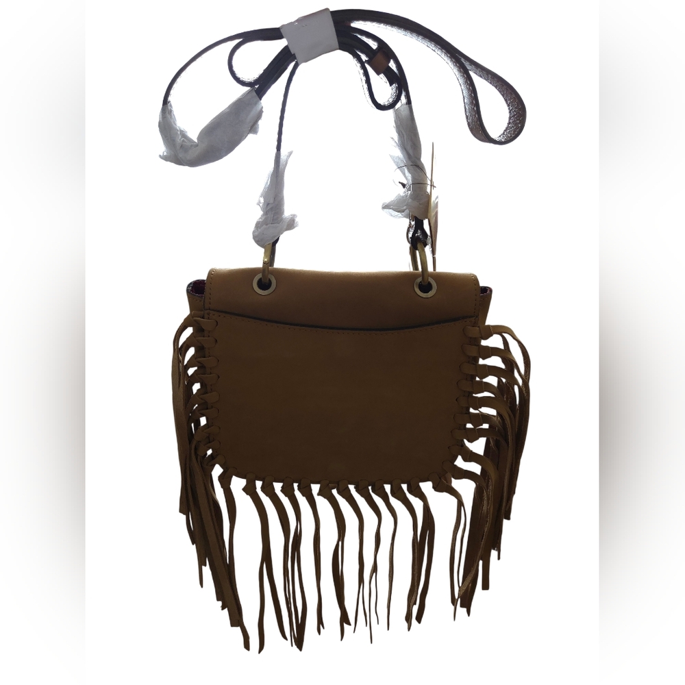 Patricia Nash NEW Nazaire Nubuck Suede Crossbody Bag with Fringe-Cognac - Picture 5 of 15